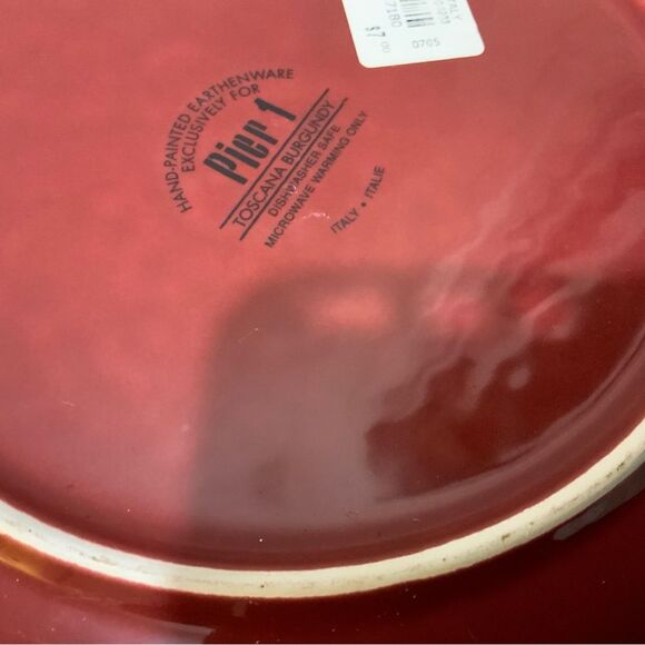 Pier 1 Imports Italian Toscana Burgundy 11" Earthenware Dinner Plate - Picture 6 of 6